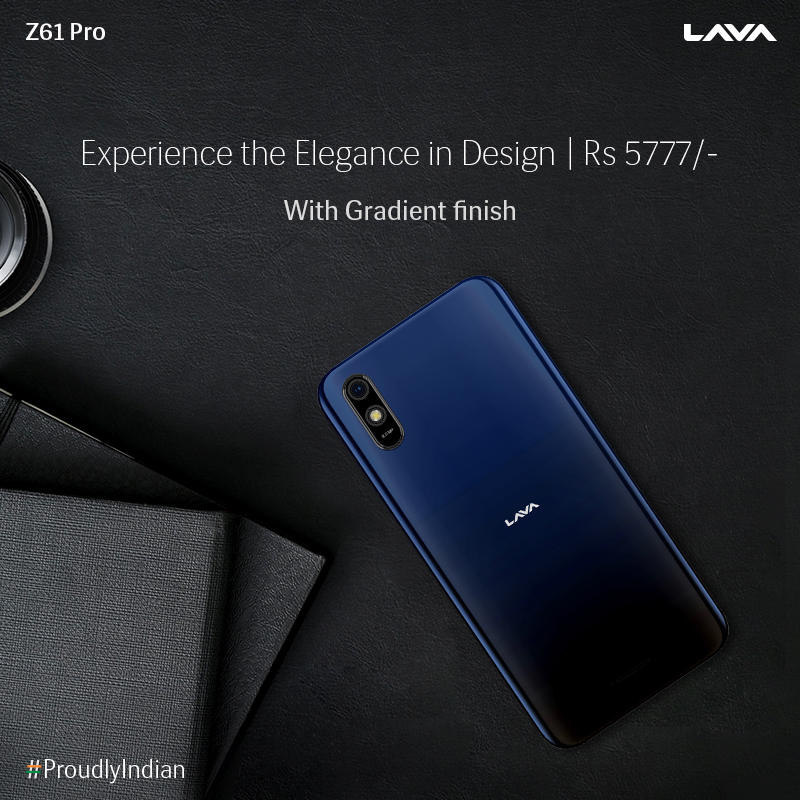 LavaMobile's tweet photo. Experience the elegance in design with Lava Z61 Pro at INR 5777. Made in India, this product is available in two gradient finish variants – Midnight Blue &amp; Amber Red.
Remember, there are various shades of possibilities. And this is just one of them.

#ProudlyIndian https://t.co/DMtEVZqtcV