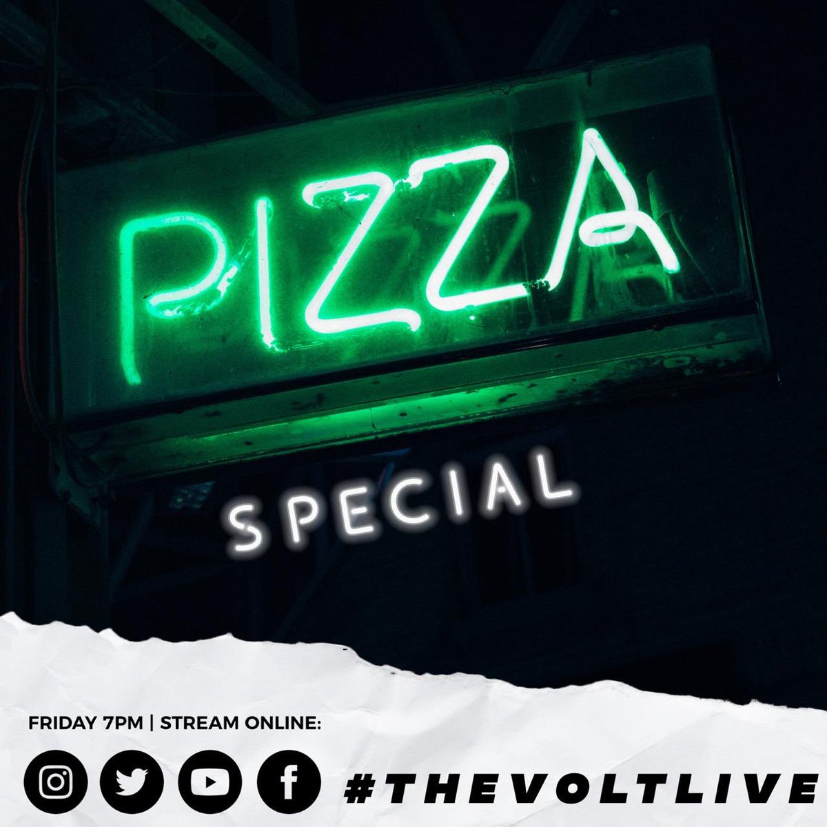 3C_TheVolt's tweet photo. Can you guess what we’re up to tonight 😏 — are we watching people eat pizza ? 

Are we sending some of you pizza? 

Are we slapping Pastors with pizza ? 

Are we pizza 🤔? 

#THEVOLTLIVE https://t.co/5Aaa0YZJGj