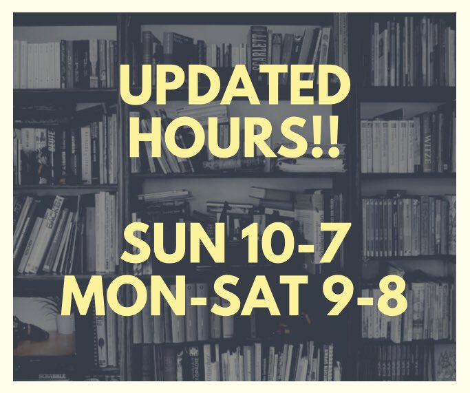 BNStCloud's tweet photo. Starting Friday, July 17th our hours have been updated:

Sunday 10am-7pm
Monday - Saturday 9am-8pm

Face masks are required😷

#newhours #moretimeforbooks #seeyouinstore #bnstcloud https://t.co/hvULO1qJyD