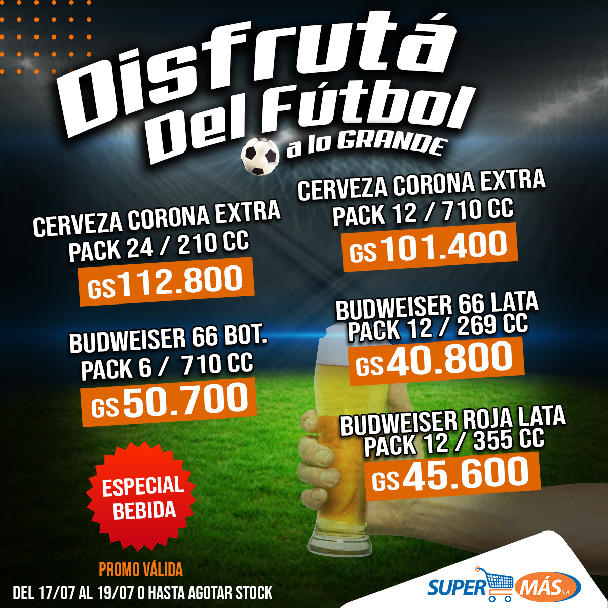 supermas_py's tweet photo. Para que disfrutes de la pasión del fútbol te traemos estas súper ofertas ⚽⚽😉👌
Fin de semana de:
▪️Fútbol ⚽
▪️Asadacho😋
▪️Birra 🍻
Te esperamos, abrimos hasta las 20 horas 👌
.
.
#SuperMas #SuperMasPy #fútbol #vuelveelfutbol #asadacho #pasiondemultitudes https://t.co/pQ9JlcRb90