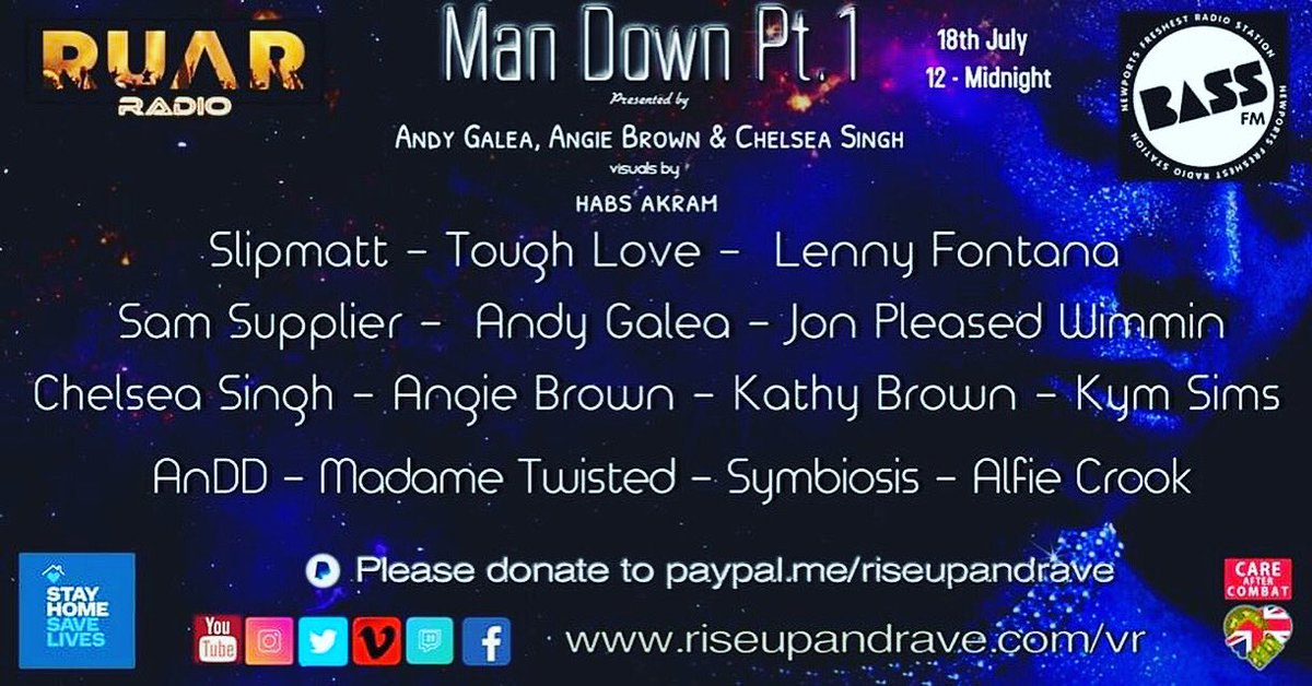 claracloggs's tweet photo. Check this event tomorrow on RUAR Radio 🙌🙌🙌#mandownpart1 Join us 😍😍@WAINWEBZ @AnddMusic @Riseupandrave @OliviaSwanEvent @Slipmatt @jonpleased @Chelsea_Singh_  @SamSupplier @KathybrownDiva @toughlovemusic @LennyFontana ����💃🕺🏻🕺🏻All for an amazing cause ❤️❤️ https://t.co/oh7VpFrKhR