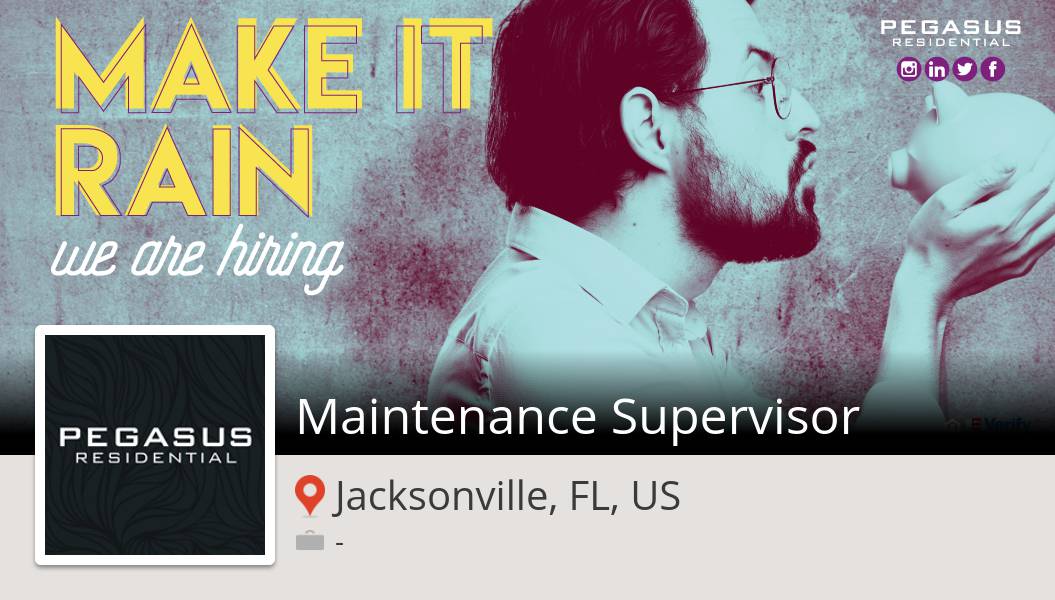 #Maintenance #Supervisor needed in #Jacksonville, apply now at #PegasusResidential! #job workfor.us/pegasusresiden… #pegasuspower #wemakepigsfly
