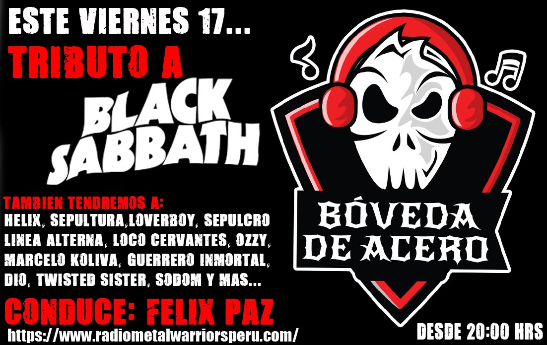 BovedadeAcero1's tweet photo. Esta noche nos encontramos a las 20.00hrs de #Lima en @metalwarriorspe y abriremos la #BovedadeAcero #EscuchaMetal
#heavymetalperu #HeavyMetal
Conduce @fpaz12 https://t.co/E7OvsZj6k6