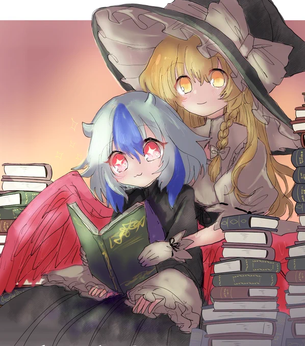 朱鷺子と魔理沙
 #深夜の真剣お絵描き60分一本勝負 