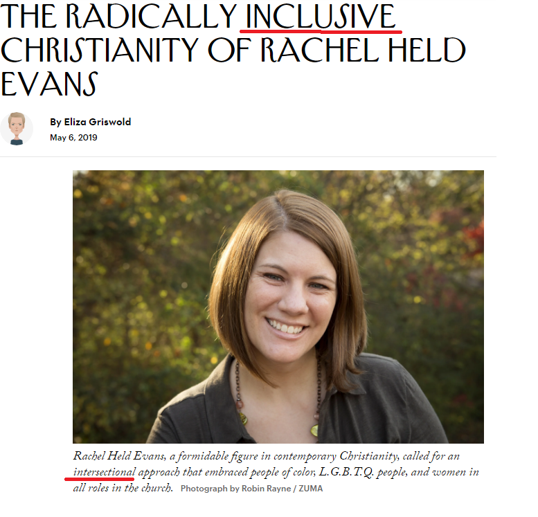 18/Who else likes intersectionality? The Emergent Church!Rachel Held Evans, who joined the "Emergent Conversation," tried bringing intersectionality into Christianity before her unfortunate passing. Note she mentions Brian McLaren