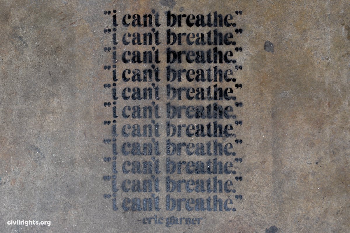 Graffiti art shows the words "I can't breathe" written out 11 times to represent the number of times Eric Garner said those words before he died in 2014.
