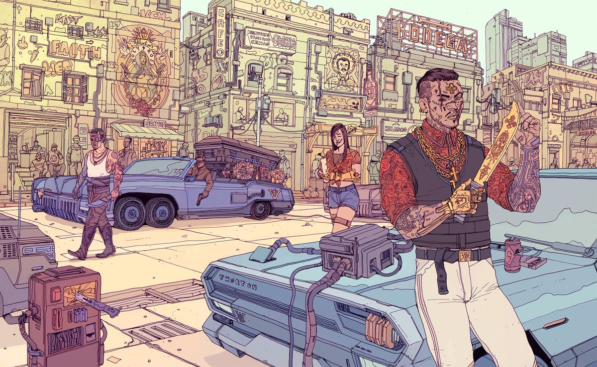 VideoArtGame's tweet photo. The #Art of #Cyberpunk2077 🤖🎨

"Gangs of Night City"

Artist: @B378Unit https://t.co/w7NLHieNGq