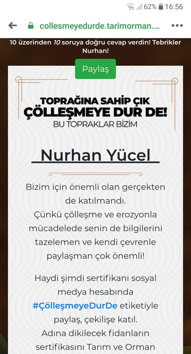 Çölleşmeye Dur De! - Toprağına Sahip, Çık Çölleşmeye Dur De, Bu Topraklar Bizim! #ÇölleşmeyeDurDe collesmeyedurde.tarimorman.gov.tr/paylas/2020/dc…