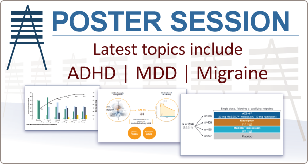 PsychiatristCNS's tweet photo. Don’t miss the content even if you miss the meeting. Learn about new drugs, new indications, and new perspectives by visiting these posters when your schedule permits. https://t.co/9WWSoIxCa1
#postersession #MDD #AXS05 #migraine #AXS07 #ADHD #JornayPM https://t.co/PMZSMiFtpb