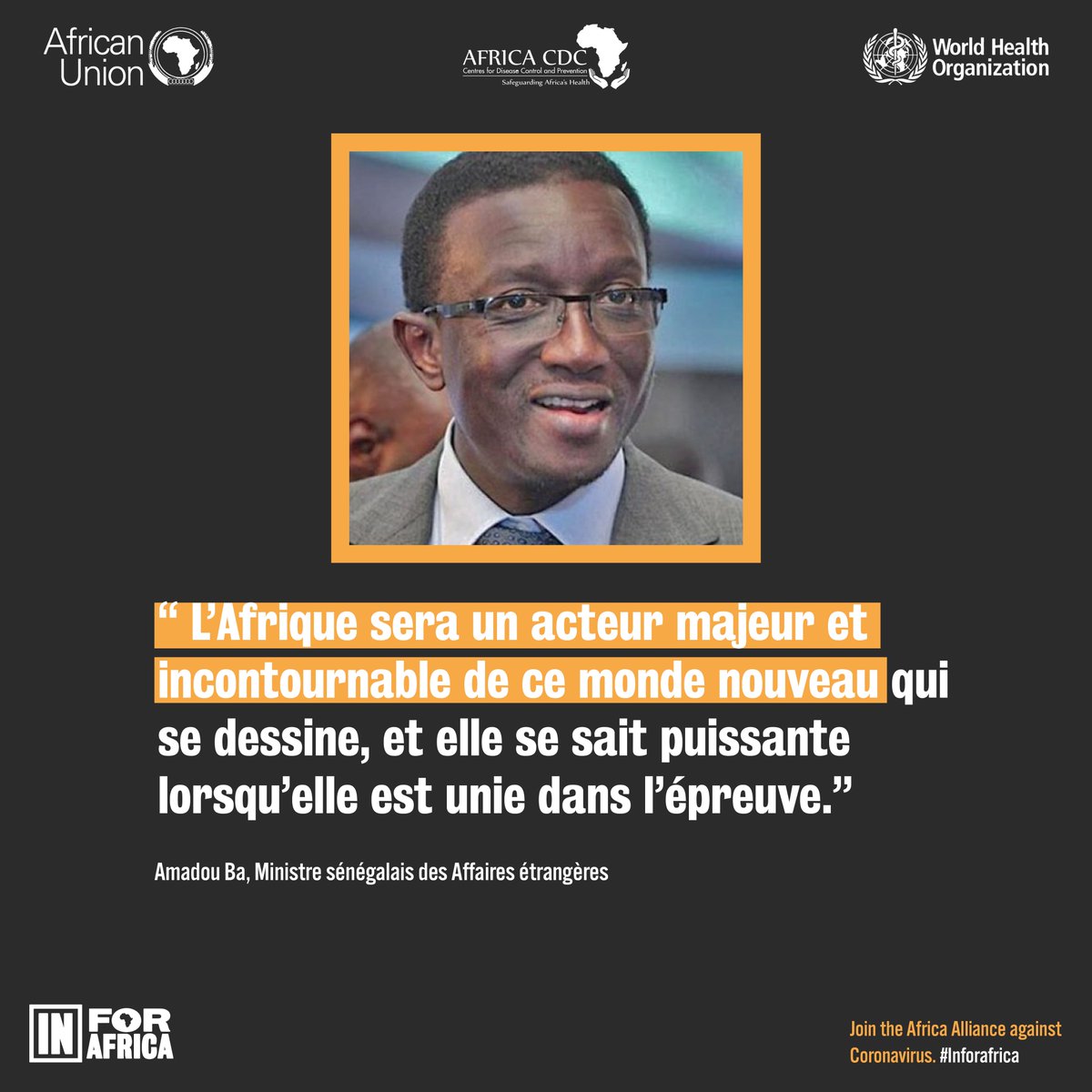 iforafrica's tweet photo. Tous unis dans le combat contre le coronavirus.
Merci @amadou_ba_ pour ce rappel.
#INFORAFRICA #INFORUNITY https://t.co/qZpH0W5whU