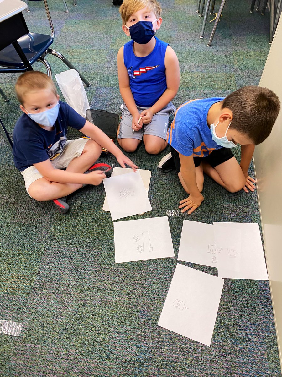 We read the fable The Lion and the Mouse while learning about having a growth mindset. Students are planning on how to use pipe cleaners, marshmallows, masking tape and spaghetti to create a trap for the hunter. We will create our traps this afternoon! #GVSoar2020 #SPSoar2020