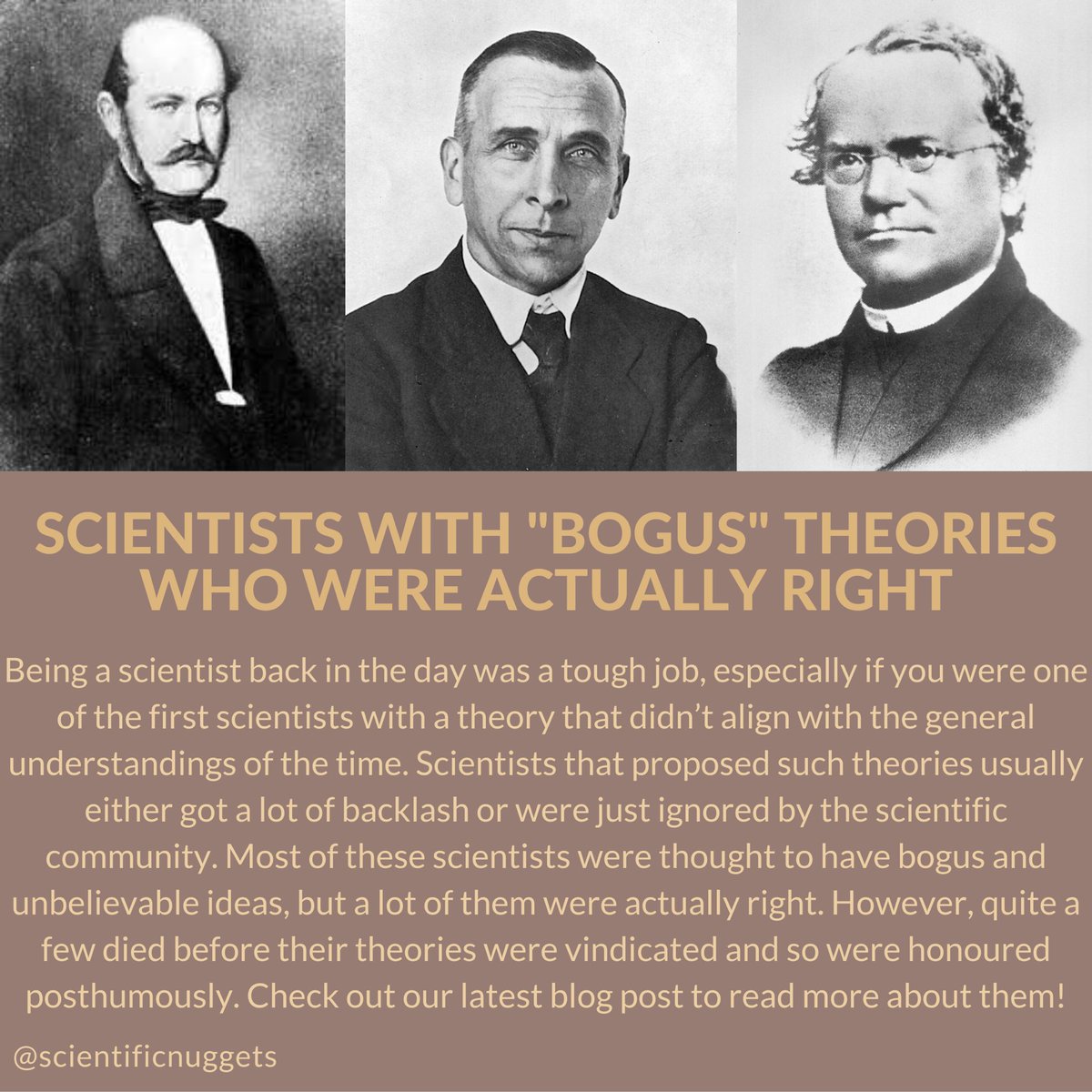 scientificnuggs's tweet photo. Itβs #ScienceHistoryFriday and today weβre taking a look at scientists who proposed theories that were so against the general understanding at the time that it was considered completely bogus. Click the link below to find out more! π
https://t.co/nm9Tw7VsK7 https://t.co/gU9Nd7cBVC