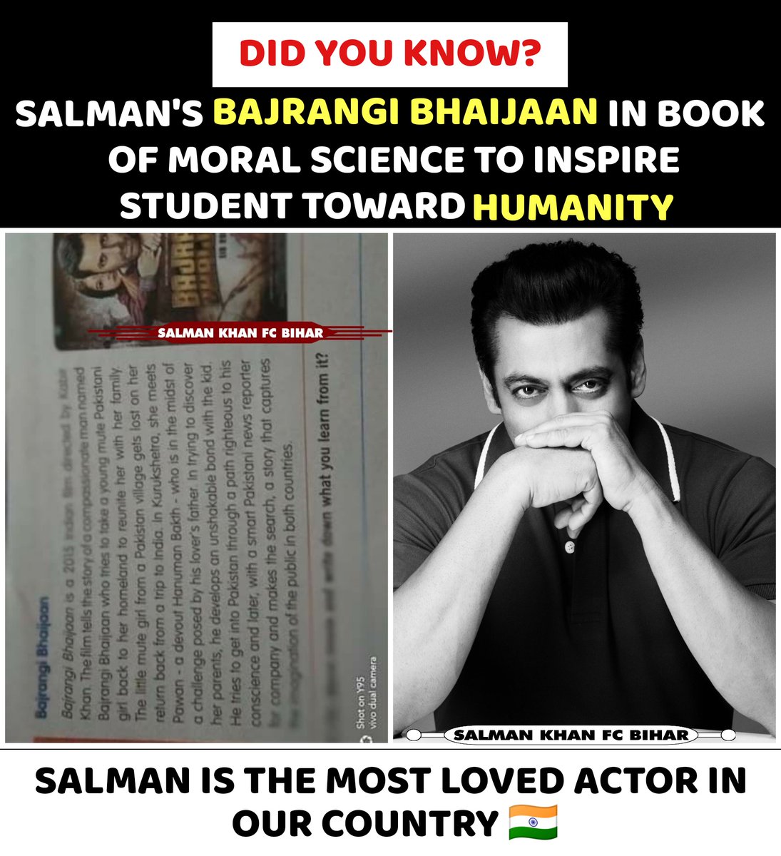 beingmdirish's tweet photo. #SalmanKhan's Bajrangi Bhaijaan in a book of moral science to inspire student toward humanity....

5 GLORIOUS YEARS OF BB https://t.co/bGXERHp9xe