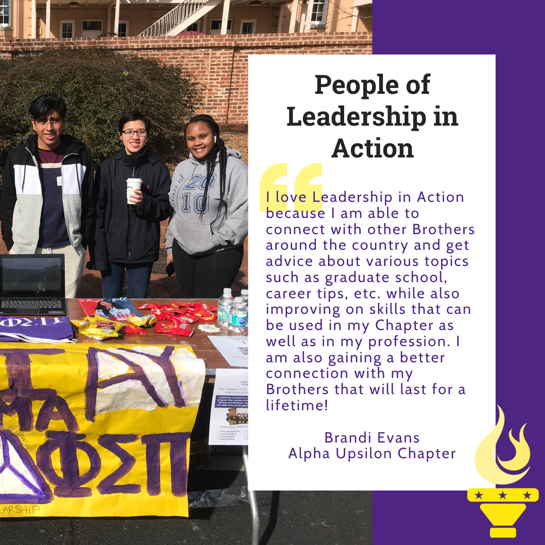 phisigmapi's tweet photo. Brandi Evans of the Alpha Upsilon Chapter at the University of South Carolina is this week's feature for "People of Leadership in Action." #pspleadership
Complete the on demand LiA Modules on the E-Learning Center at https://t.co/01nQUJzqIv https://t.co/NZYjOOnm1G
