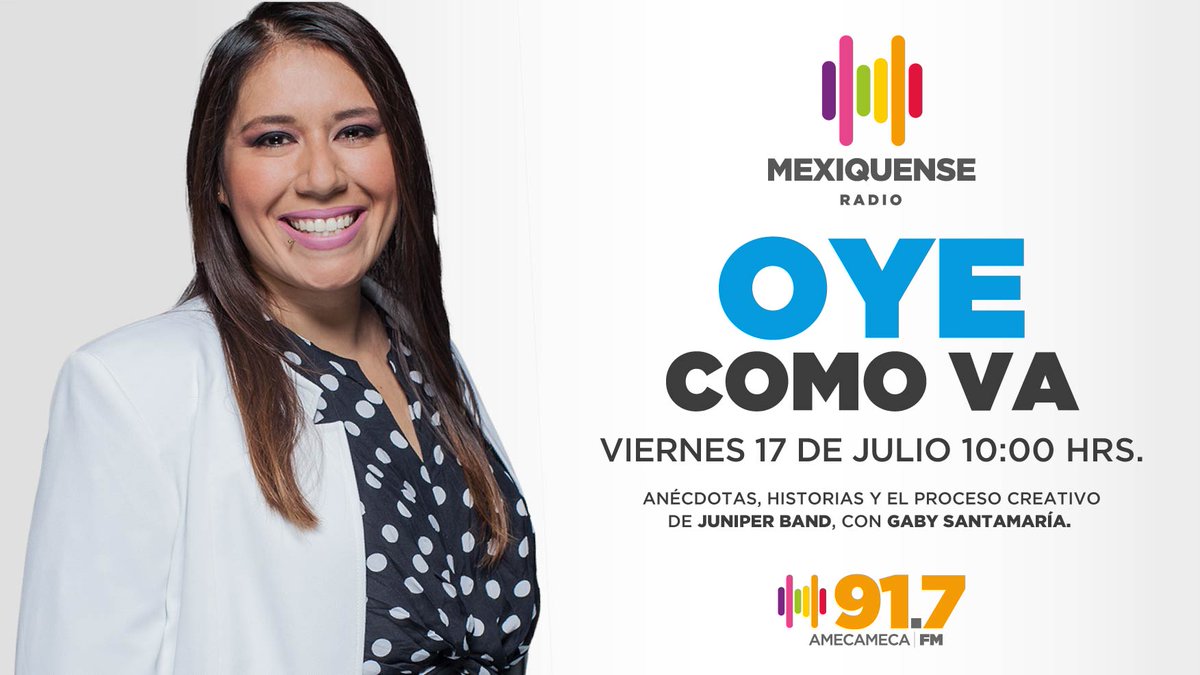 ¡Arrancamos la fiesta! 🎉🥳 @Gabyen917FM tendrá de invitados a <a href="/Junipermusica/">Juniper</a> en #OyeComoVa 
#ConéctateConMexiquense Radio <a href="/MexiquenseRAme/">Mexiquense Radio 91.7 FM Amecameca</a> 
#SeguimosConElFiestón
#Los37DeMexiquenseRadio