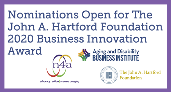 johnahartford's tweet photo. JAHF 2020 Business Innovation Award presented by @n4aACTION’s #AgingandDisabilityBusinessInstitute recognizes CBOs for their strategic health care partnerships serving #OlderAdults &amp; people with disabilities

CBOs - nominations open until 7/31:
https://t.co/c0DtTSU52K https://t.co/lIQvd4qFYo