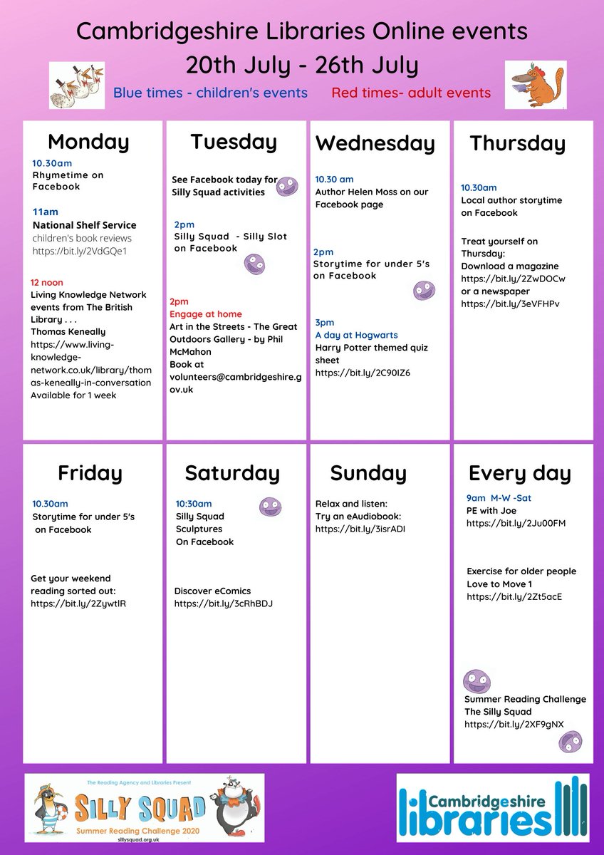 cambslib's tweet photo. Our online timetable continues for the forseeable...
If you know someone who attends our Engage events, please tell them we're going digital - see Tuesday's event on the timetable.
https://t.co/GpjXJ2aqHK
#LibrariesFromHome #LibraryNews https://t.co/3kZVLZaH4j