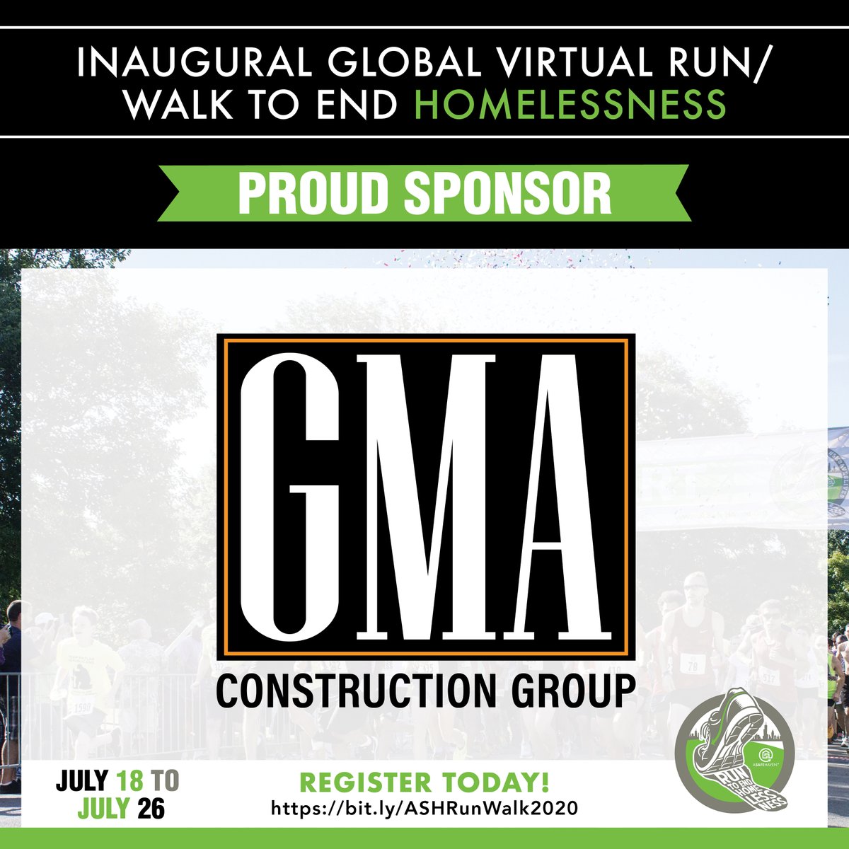 GMABuilds's tweet photo. GMA is proud to support @A_Safe_Haven as a Sponsor of its Inaugural Global Virtual Run/Walk to end #Homelessness!
Use the following link to register to participate: https://t.co/RYReBIg3O7
#ASHRunWalk2020 #runtoendhomelessness #DevelopingPeople #TransformCommunities #2020vision https://t.co/w01Cy20VuS
