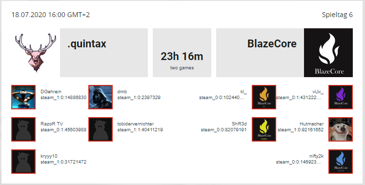 BlazeCoreCS's tweet photo. Morgen um 16 Uhr geht es für uns am sechsten Spieltag der @99DAMAGEde  #99Liga gegen quintax ran.

Leider wieder ohne Cast, jedoch kann man von der Matchpage aus über GOTV zuschauen: https://t.co/sU9ZKJyfyn

Wie immer freuen wir uns auf ein spannendes und erfolgreiches Spiel! https://t.co/nt3T7CnO6f