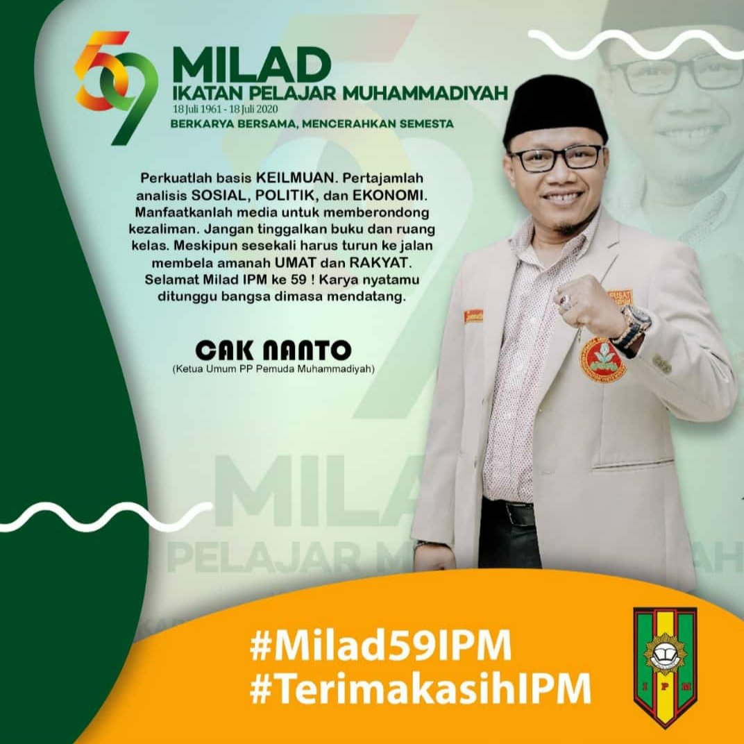 Selamat Milad ke-59 Ikatan Pelajar Muhammadiyah.
"Berkarya Bersama, Mencerahkan Semesta"
#Milad59IPM