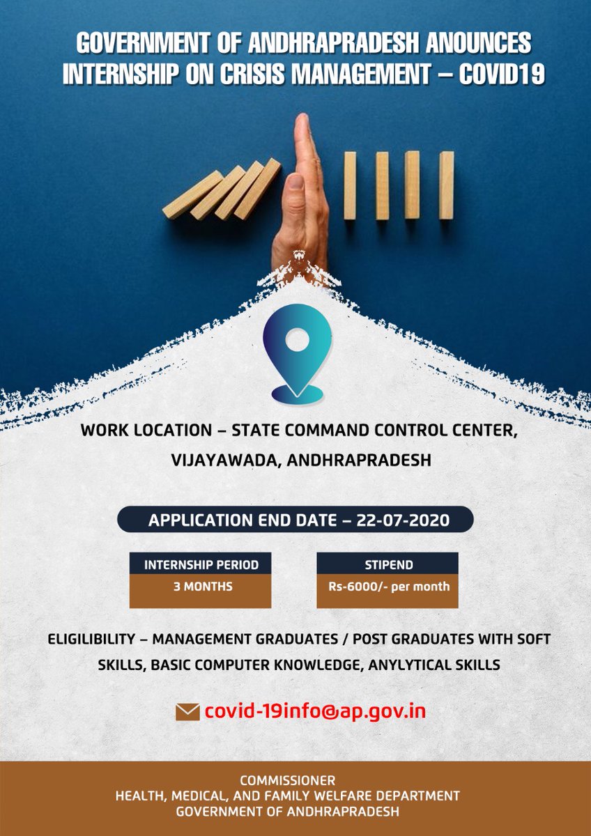Arogyaandhra On Twitter Ap Govt Is Offering Internship For Management Postgraduates To Work With Dept Of Health For Three Months In The Covid19 Crisis Management All The Interested People Can Email To Us