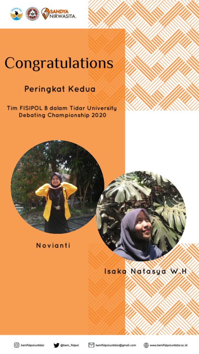 bem_fisipol's tweet photo. Halo, ada kabar gembira nih fren! 

Selamat untuk teman-teman FISIPOL yang sukses memperoleh juara dalam ajang lomba Tidar University Debating Championship 2020 dan Kompetensi Debat Mahasiswa Indonesia Tingkat Universitas 2020. https://t.co/B8bCA0qH7c