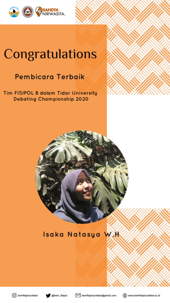 bem_fisipol's tweet photo. Halo, ada kabar gembira nih fren! 

Selamat untuk teman-teman FISIPOL yang sukses memperoleh juara dalam ajang lomba Tidar University Debating Championship 2020 dan Kompetensi Debat Mahasiswa Indonesia Tingkat Universitas 2020. https://t.co/B8bCA0qH7c
