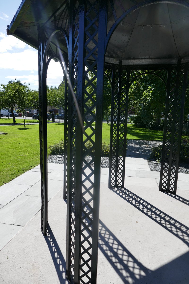 TheLengthsman's tweet photo. At last, finished painting the stanchions of the #Gazebo in the #Askam and #Ireleth memorial gardens ~ was a bit like doing the #Forthrailwaybridge https://t.co/61gRRk0TMX