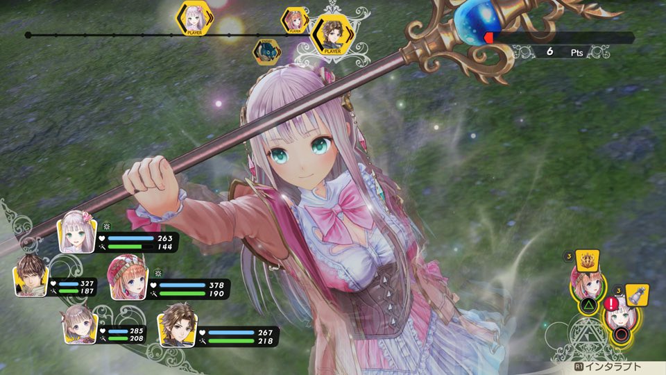 The game has a turn-based battle system, very fast and stratetic, with many chained attacks between various characters and bonuses based on the formation of the party.