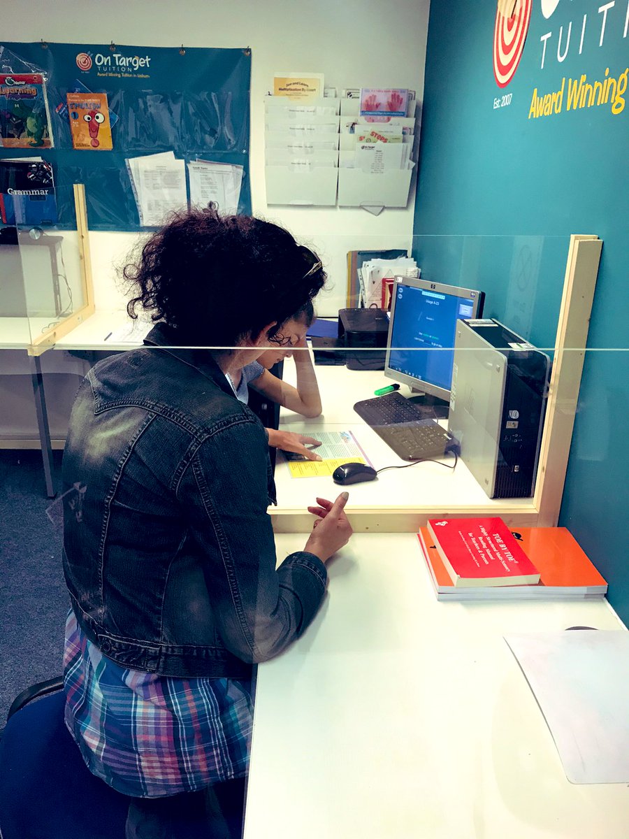 tuitionlisburn's tweet photo. 🎯The new normal at On Target Tuition! We can’t wait to welcome all our students back next week. As you can see, Martin has been busy fitting screens between desks that make it really easy for us to teach safely with minimum change to how we do things. https://t.co/NuTcq5WAmG https://t.co/0qgDbH2kDO