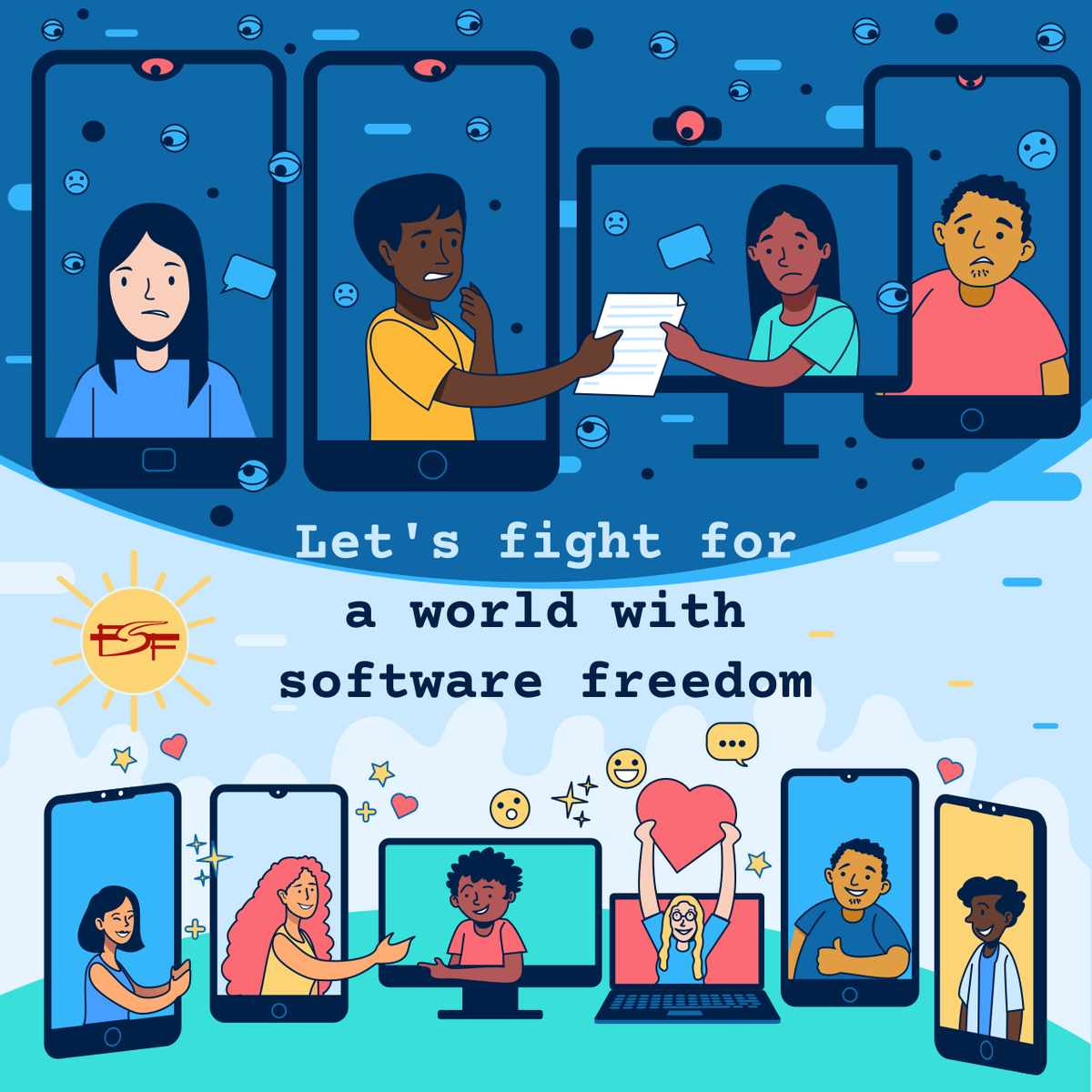 fsf's tweet photo. Free software is a prerequisite for a modern free society, even during these trying times. If you've been spared the worst of this crisis, please help us meet our goal of 200 new members by August 7! https://t.co/hVVM0F0k57 https://t.co/q8RDn2oBuw