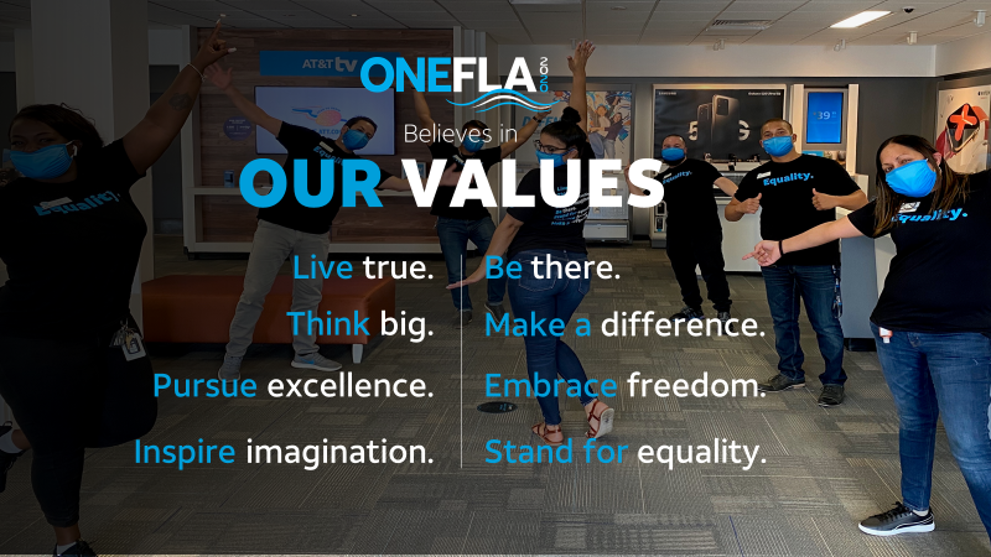One_FLA's tweet photo. OneFLA believes in Our Values. @jrluna11 #OneFLAEquality #ATTemployee https://t.co/ugjZMVofr5