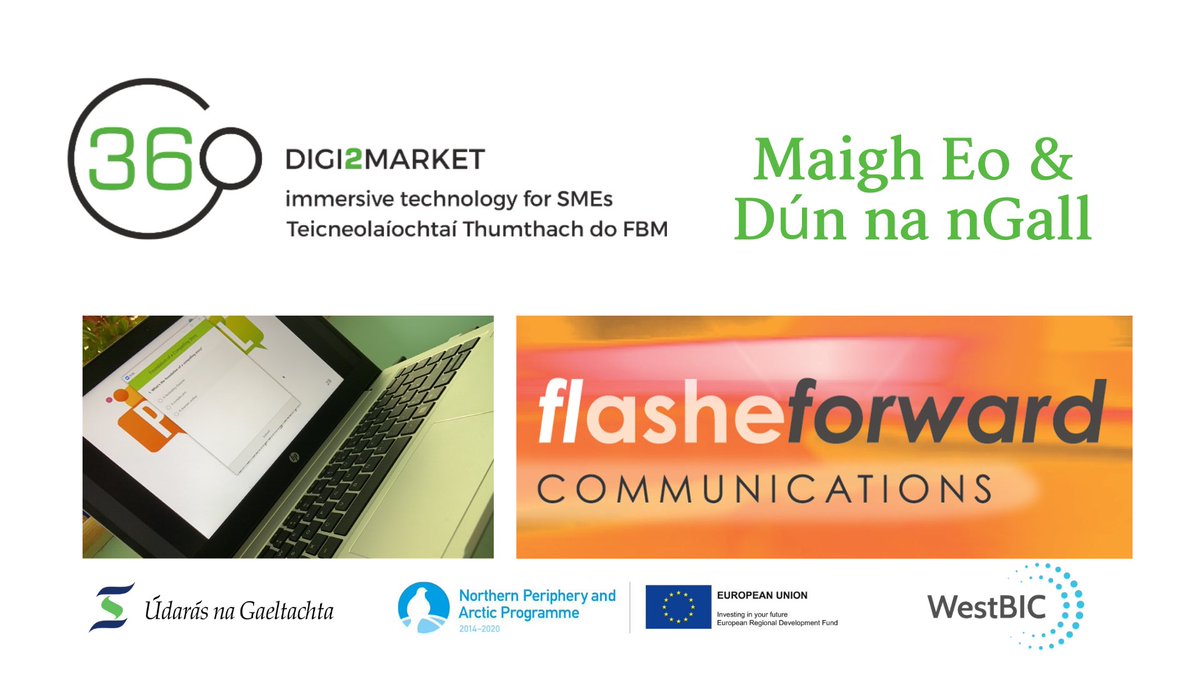Digi2Market's tweet photo. Fiona Ashe @FlasheForward delivered the first workshop to participants in the #Digi2Market programme from Mayo &amp; Donegal SMEs today.

The storytelling workshop took place online, inspiring participants to think about the story they want to tell using video and 360 technology https://t.co/JEuVCrKDdz