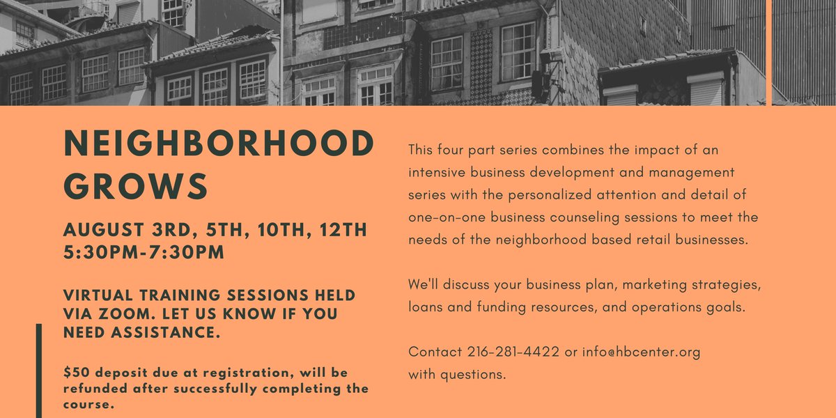 Neighborhood GROWS is almost two weeks away! Are you interested in having a retail presence but not sure where to begin? There will be plenty of time to answer your questions and get to know your cohort! Sign up now! eventbrite.com/e/109861988164