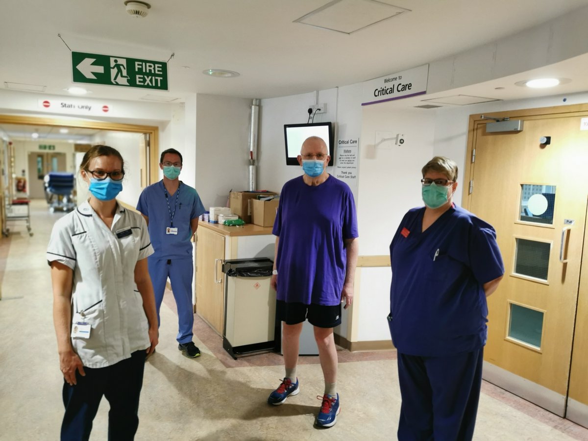 UHDTherapies's tweet photo. Amazing to welcome back patient Greg Wain to our critical care unit today to thank some of the nurses, doctors and therapists who helped him back to recovery after battling Covid-19. Greg is completing his hospital rehab on Portland Ward and aiming to go home next week. https://t.co/FjQgKiODeI