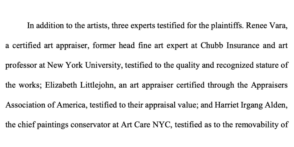 @carolinshining @expertsdotcomvp @BLaw per my five minute search, looks like there are a bunch—some of whom are here on Twitter!

one has literally the perfect name to be an expert witness in a VARA case. 👋, Renée Vara (@VaraArt)!

full list on p. 14 here: courtlistener.com/docket/5715807…