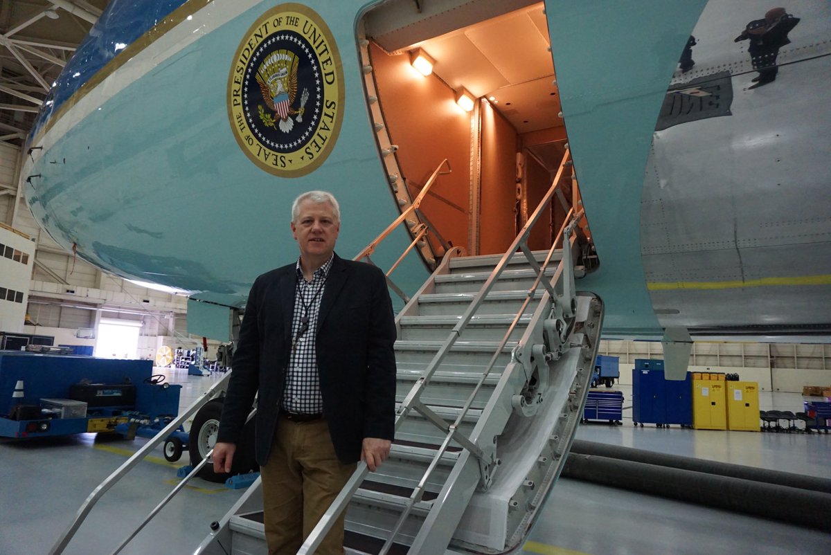 I have been privileged to be able to fly on some of these specially converted aircraft and there is no more recognisable a  #Boeing747 that  #AirForceOne. I was fortunate to be given permission by  @realDonaldTrump and his team to fly on the aircraft recently. A huge honour for me.