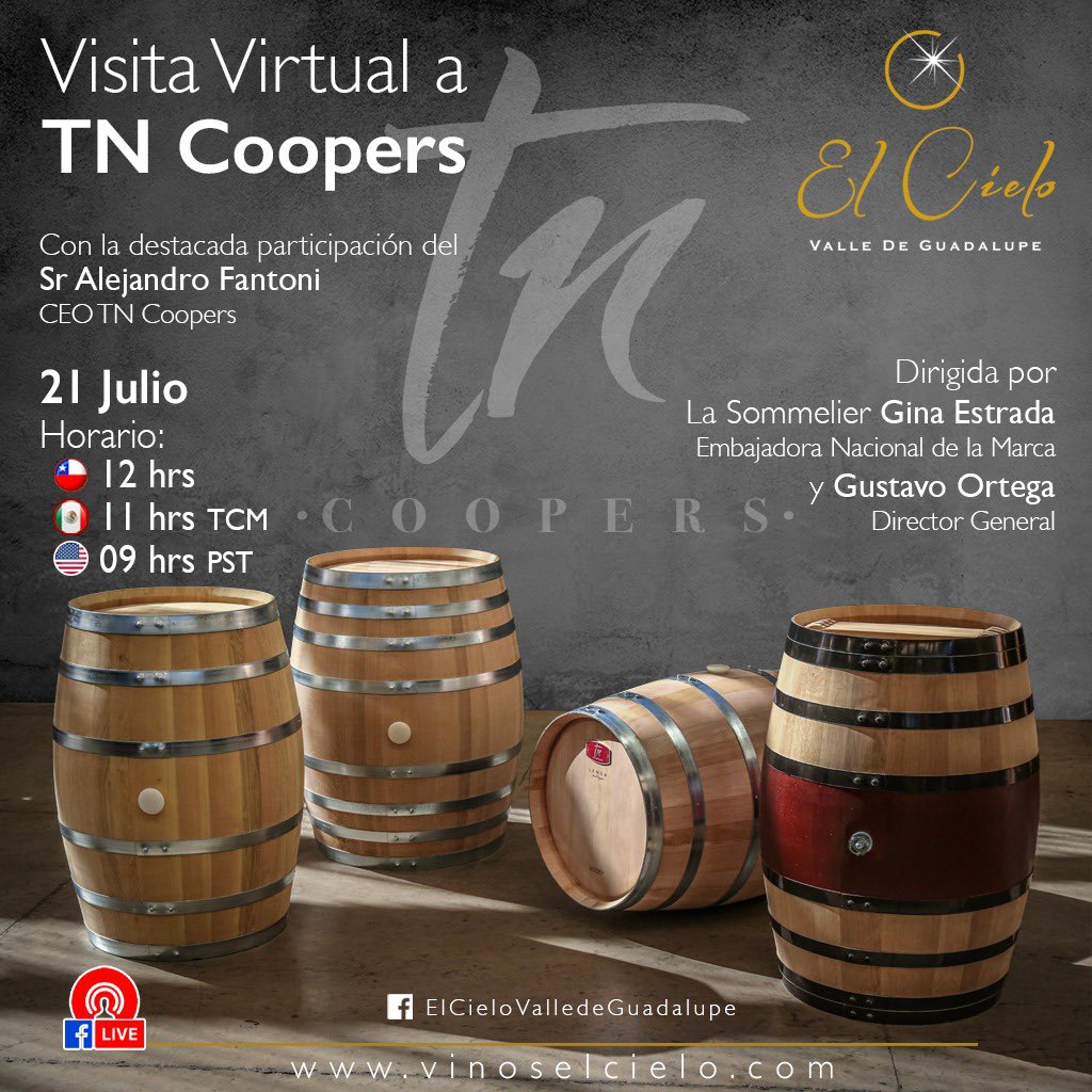marlene_delolmo's tweet photo. No te puedes perder esta  interesante visita virtual a TN Coopers tonelería que combina el arte tradicional del tonelero junto con las últimas tecnologías en producción. La cita es este próximo 21 de julio!  @ginasommelier y @GustavoOrtegaJ de @VinosElCielo . https://t.co/KieUGezJe4
