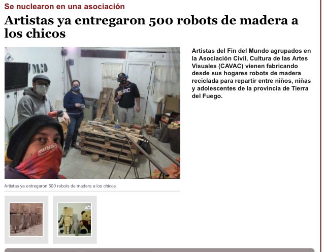 ardanazrrii's tweet photo. #cuarentena #ushuaia #riogrande #cavac #opusg #opusv Entregamos robots a niños y niñas de la provincia, realizados durante la pandemia con maderas recicladas para que los puedan intervenir https://t.co/yR3N6cLgSN https://t.co/yZZjWqtb9t