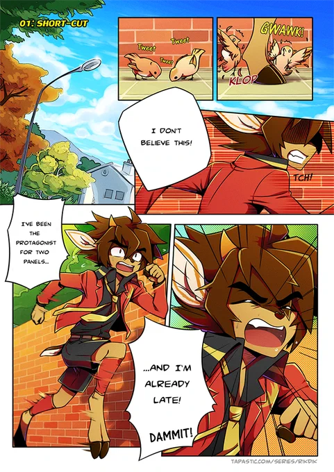 RikDik! pages 1-2. These are so old so don't look too hard but if you wanna read my deerboi comic, you can do so here --&gt;https://t.co/M7NVd8c8hW
#comic #rikdik #deer #anthro #dikdik 