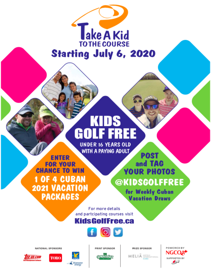 Next week is Take a Kid to the Course! From the 20-25, kids under 16 golf for free when accompanied by a paying adult. Call and book your tee time, let us know that you're participating in this program! Reg. priced items in the shop will be 25% off for that week! <a href="/KidsGolfFree/">Take a Kid To The Course</a>