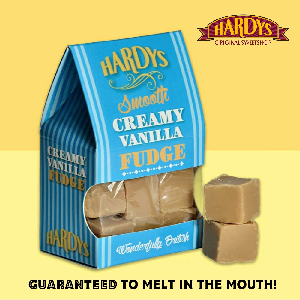 hardyssweets's tweet photo. Our Creamy Vanilla Fudge is guaranteed to melt in your mouth. We think the word more-ish was invented for it! Shops in London and Canterbury are open, or order online https://t.co/H51vet0Biv from the Mr Simms website #hardyssweets #fudge #pickandmix #chocolate #onlinesweets https://t.co/vSnEOZpw20