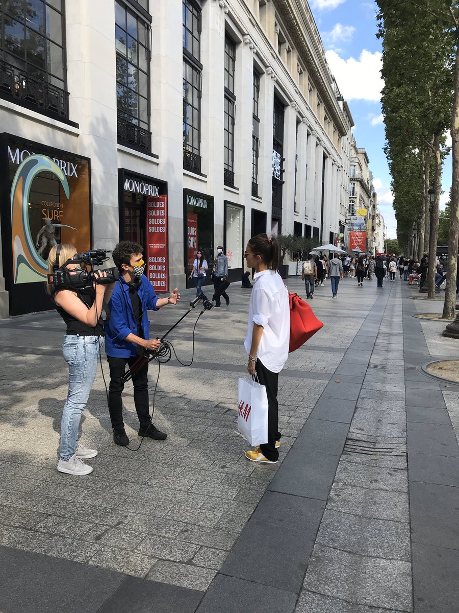 As France prepares to make it compulsory to wear facemasks in indoor public spaces - <a href="/featurestory/">Feature Story News</a> team <a href="/Katie_Olds/">Katie Olds</a> <a href="/H_Lemonier/">Hugo Lemonier</a> out canvassing opinion on Champs-Élysées #france #COVID__19 #masquesObligatoires