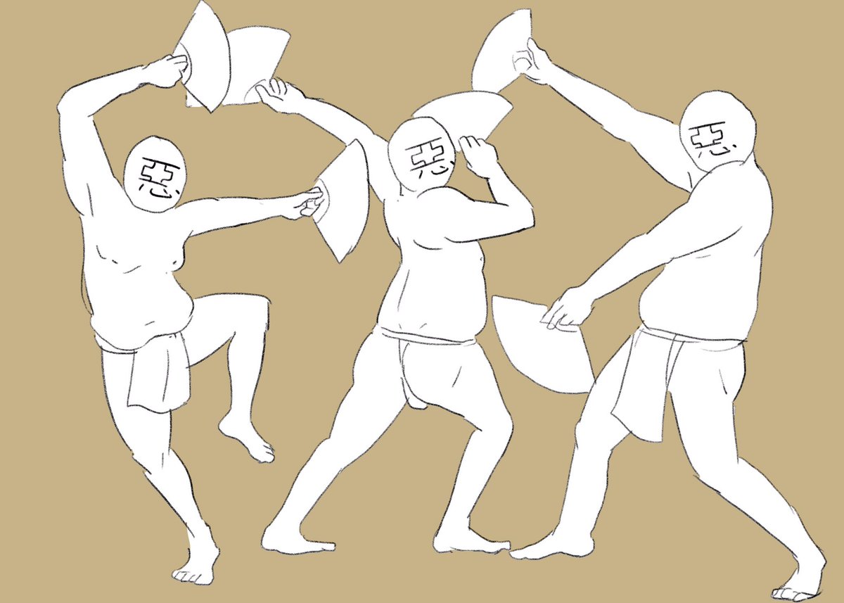 I've been drawing fun things from old art
Men dancing to lead u to the path of evil and zodiac abomination 