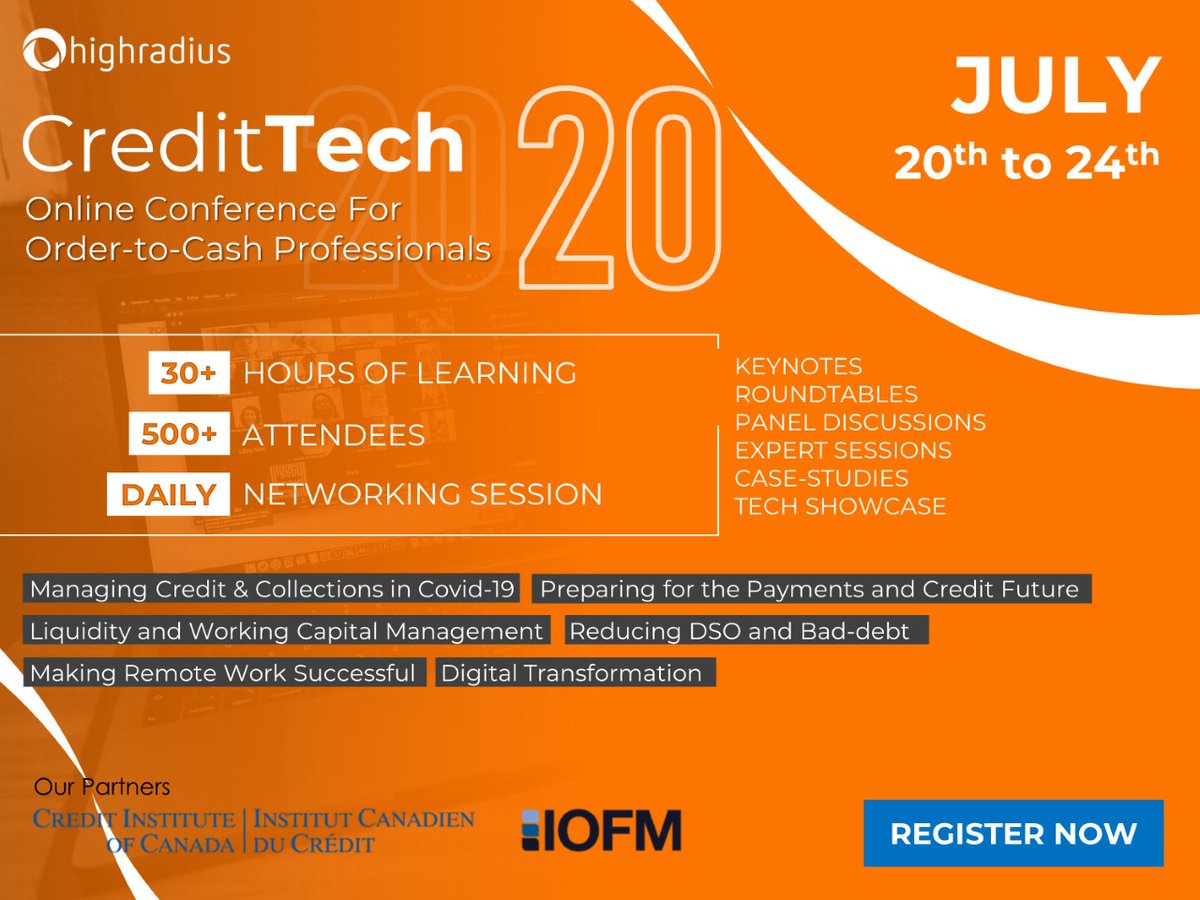 creditinstitute's tweet photo. #CreditTech is days away! Make sure you have chosen the sessions you want to attend LIVE or want to watch on-demand. Click here to register and customize your agenda today! https://t.co/QevVuKAW30
@HighRadius @creditinstitute #BusinessCredit #CreditManagement #IndustryNetworking https://t.co/8S9S8BYhKN