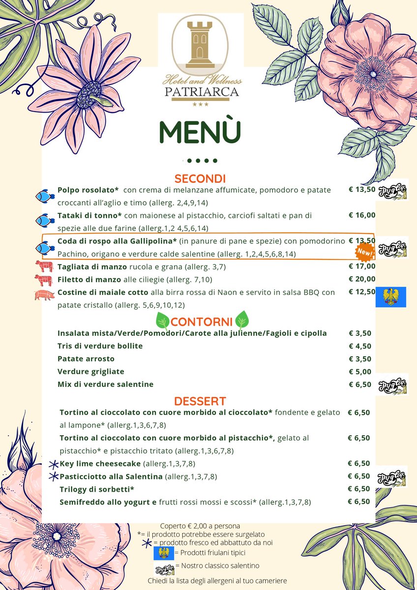 PatriarcaSanVit's tweet photo. Il nostro nuovo menù per quest’estate 2020! Prodotti e abbinamenti ricercati in un incrocio di mix di sapori #friulani e #salentini ! Venite a provarlo anche nella nuova terrazza giardino estiva! https://t.co/BqL3wS8ont