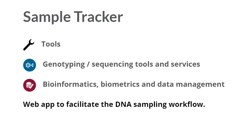 CGIARbreeding's tweet photo. Ask @CIMMYT about Sample Tracker - a web-based application that facilitates workflow, sample identity assignation and tracing around DNA sampling #breedingtools https://t.co/VKwH4DlkFT https://t.co/DvOI6cjf2B