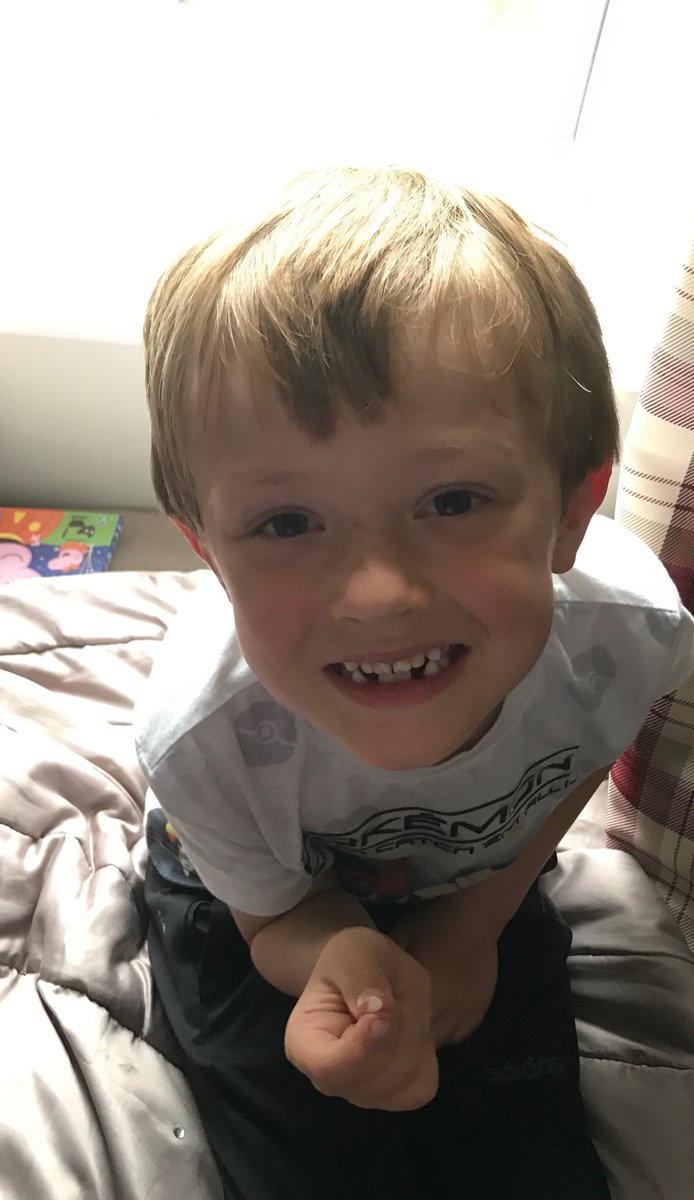 danielle_hole's tweet photo. Last day of Reception and K has lost his 4th tooth 🦷 He may return in September with the front two out aswell the way they are wobbling 🦷 🧚‍♀️ visit tonight @TanfieldPrimary https://t.co/gPjQkH1NiQ
