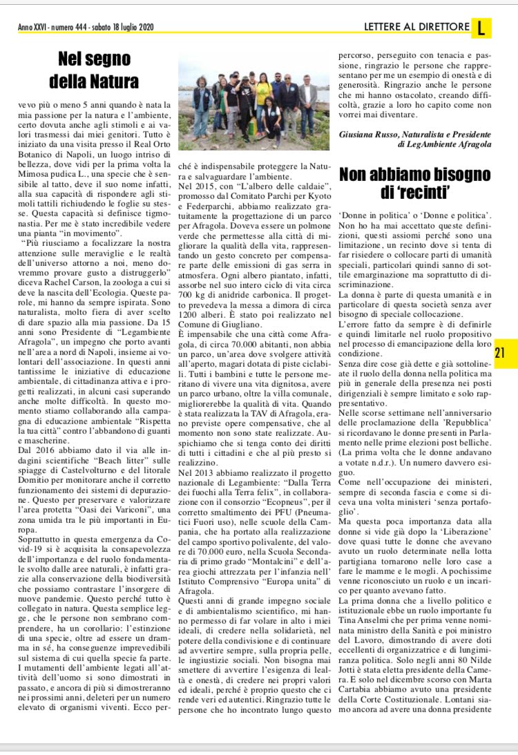 LegambienteAfr's tweet photo. #cogito #vivaledonne #naturalista #legambiente #nelsegnodellanatura https://t.co/XfXxjdR5va