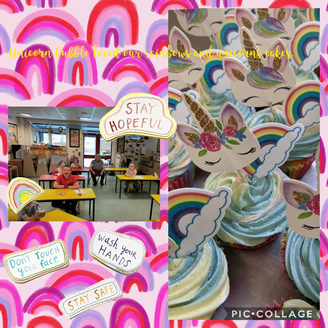 RhodesGreenCE's tweet photo. Our end of year celebrations today were in true LH style. Stay safe eveyone, we hope to see you all on September 3rd 2020 8.45am. #unicornbubble #danceoffstars #rainbowandunicorncupcakes #staysafe https://t.co/5y1PHjeCTK
